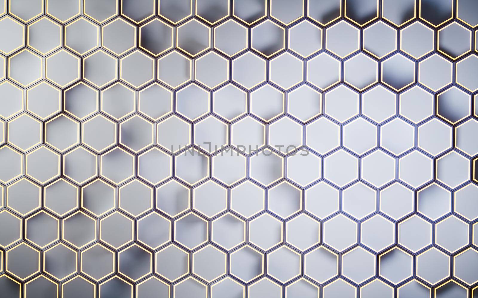 Metallic hexagon material background, 3d rendering. by vinkfan