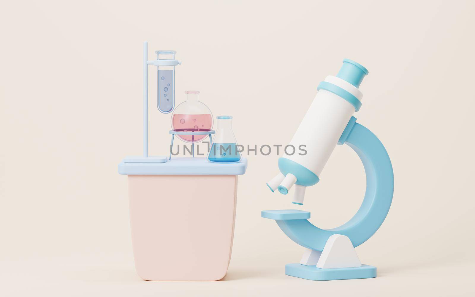 Chemical equipment and reagent, 3d rendering. by vinkfan