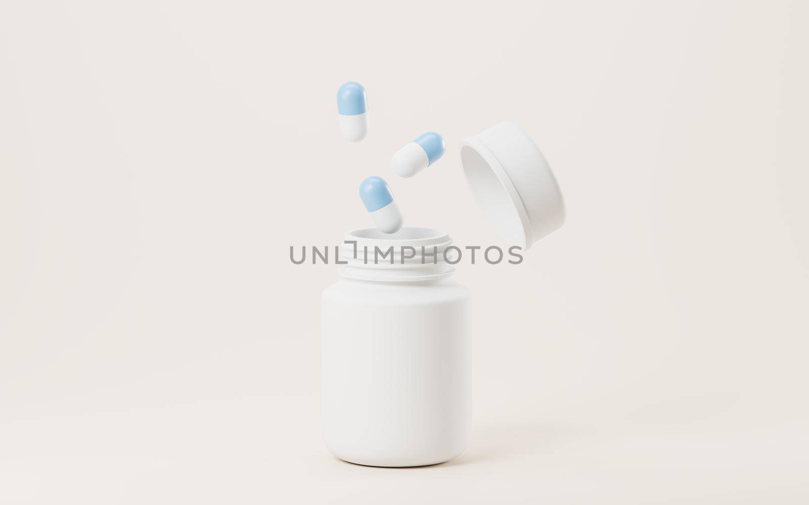 3D cartoon style medicine bottle, 3d rendering. by vinkfan
