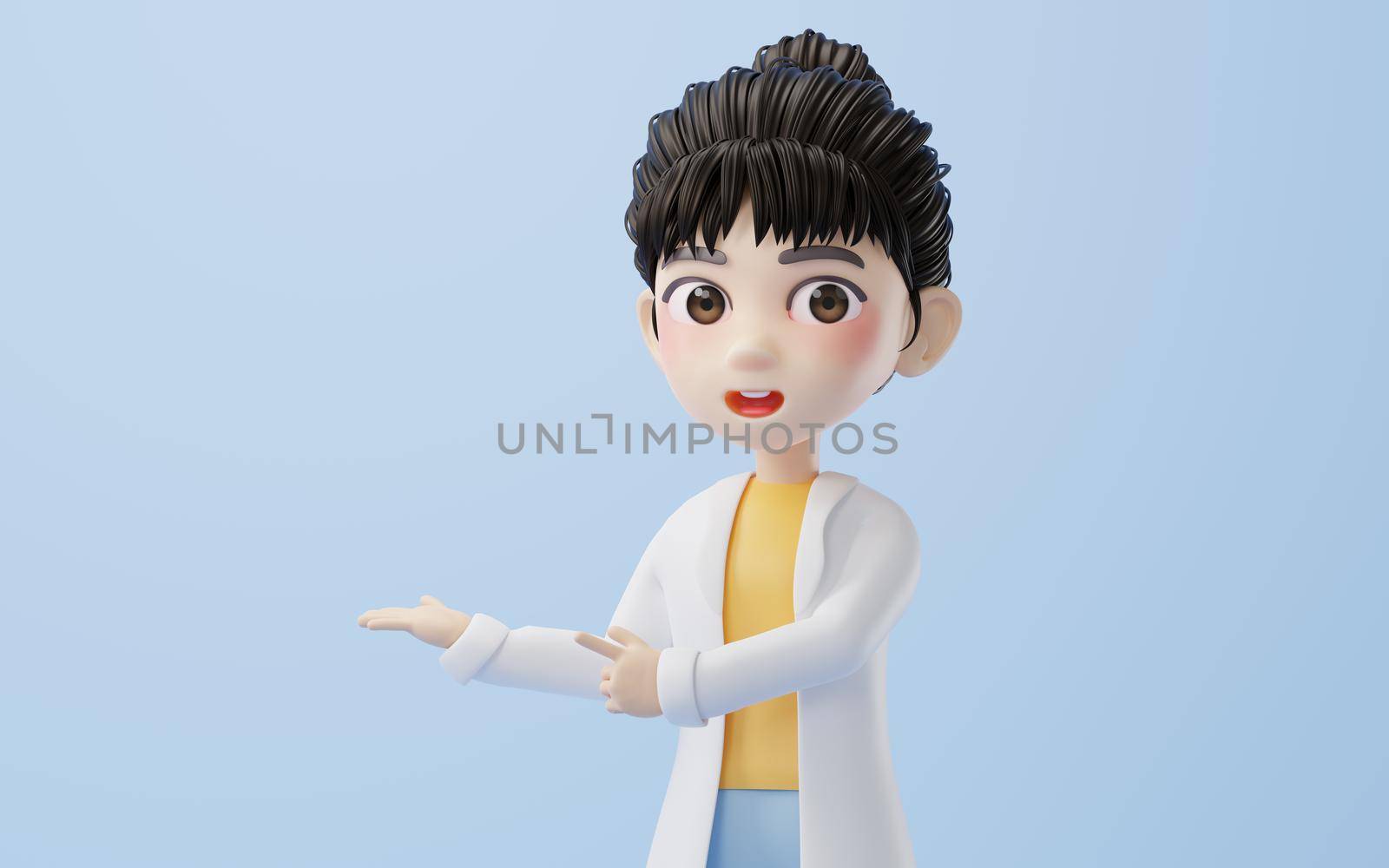 3D cartoon female researcher, 3d rendering. by vinkfan