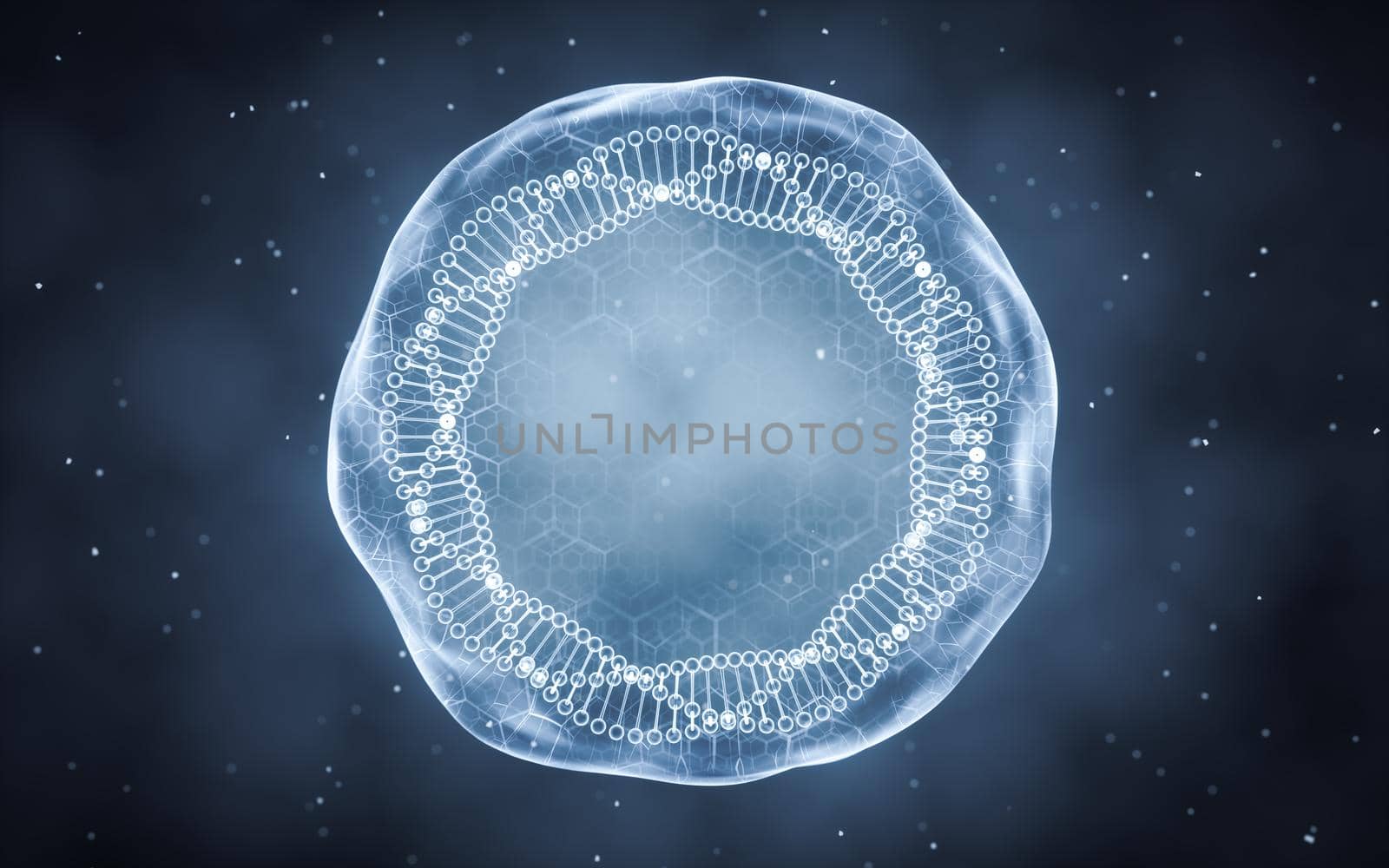 Organic sphere with chain structure inside, 3d rendering. Computer digital drawing.