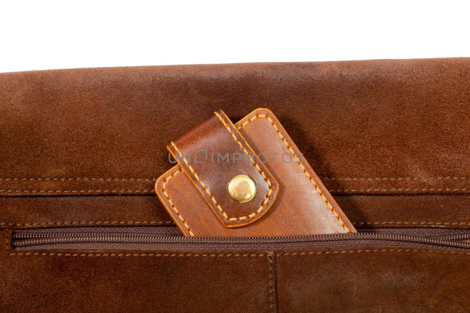 Luxury craft business card holder case made of leather. Brown Leather box for cards in a pocket of bag