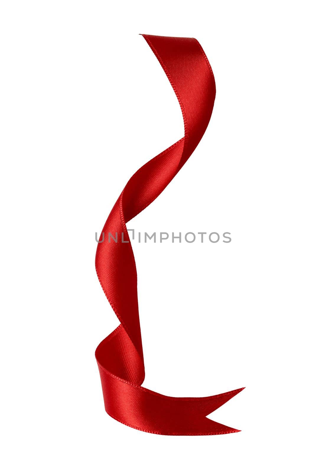 close up of a red ribbon bow on white background