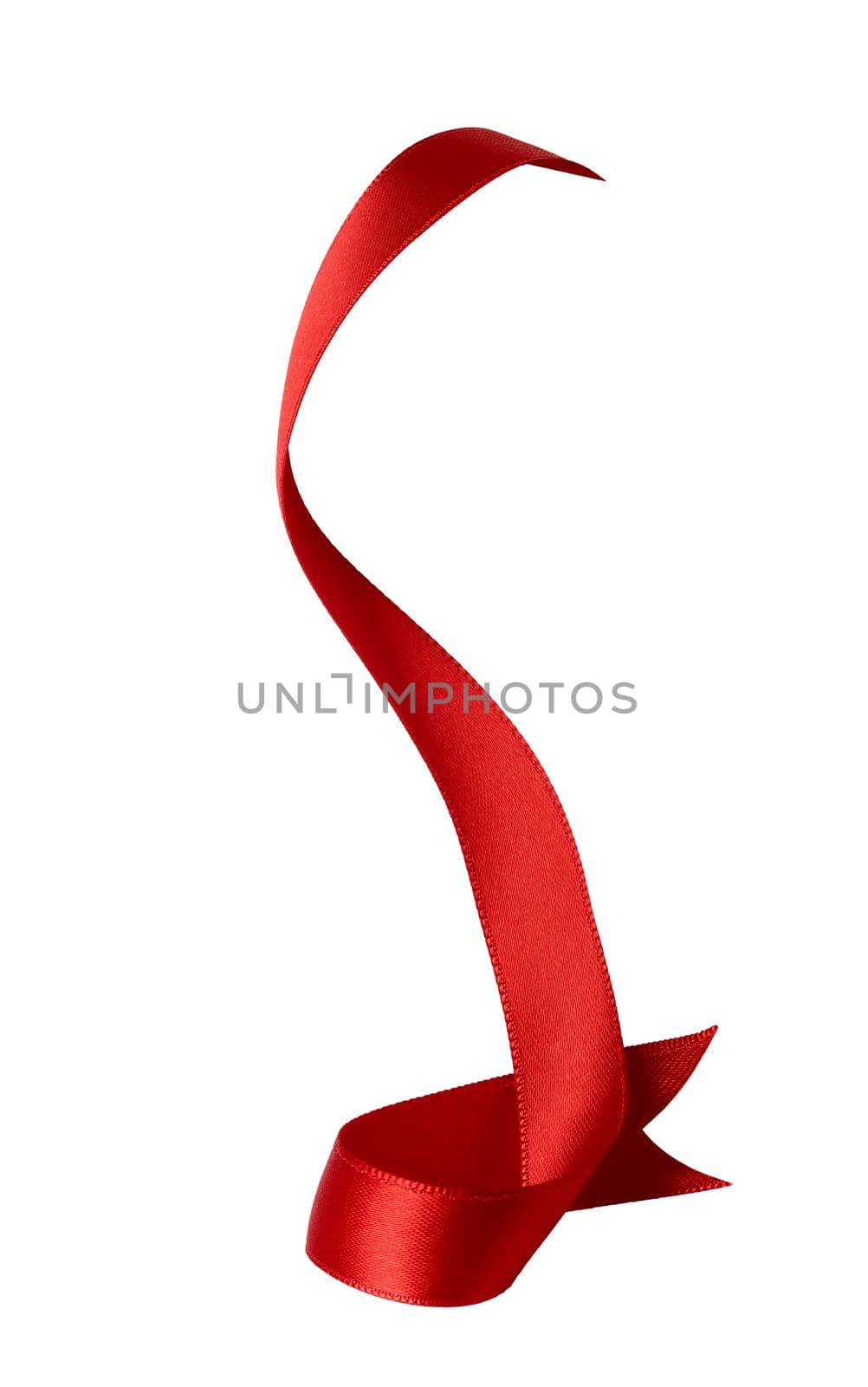 close up of a red ribbon bow on white background