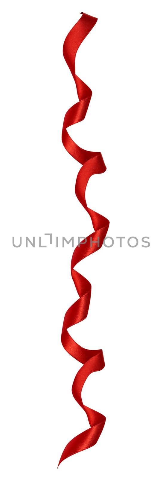 close up of a red ribbon bow on white background