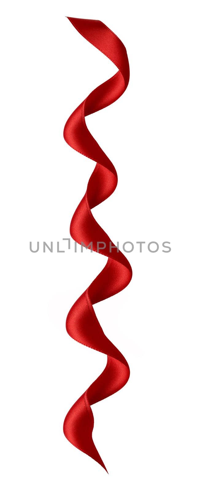 close up of a red ribbon bow on white background