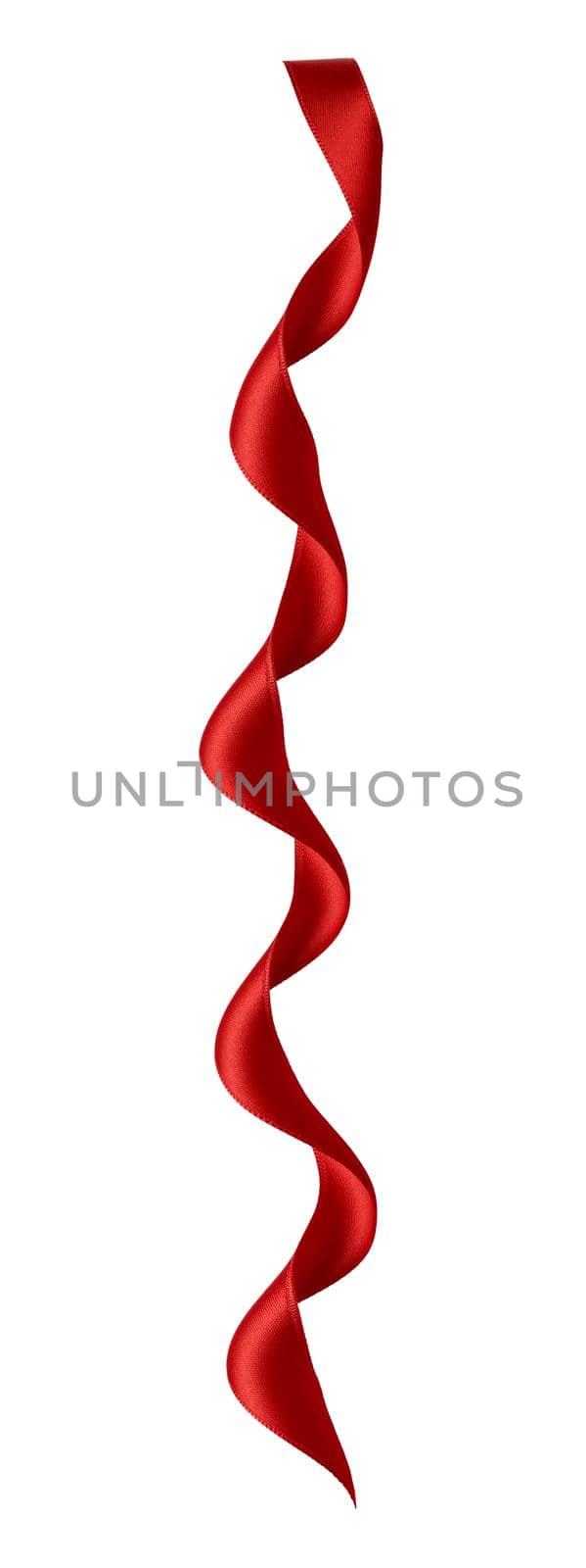 close up of a red ribbon bow on white background