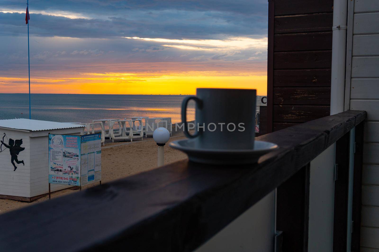 Sea beach travel coffee background cup mug ocean water breakfast, for morning art in beautiful for lifestyle concept, outdoor ceramic. Color decor happy, by 89167702191