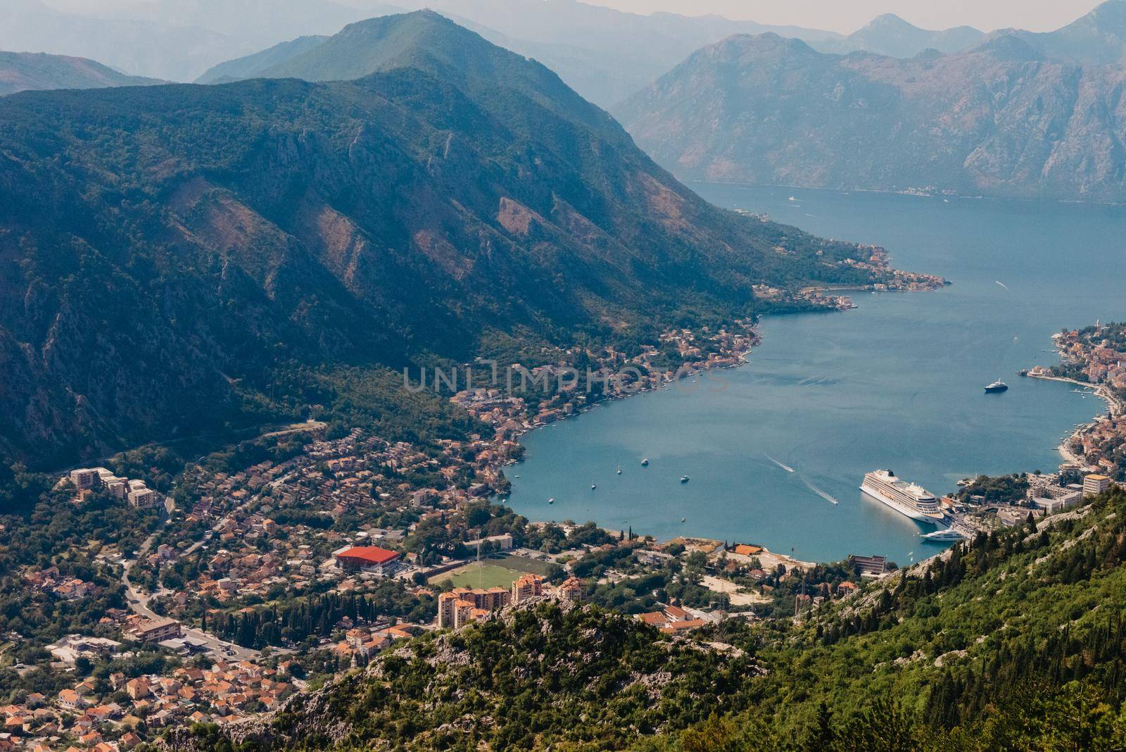 Kotor Bay - Montenegro - nature and architecture background. Kotor bay seen from above. Panoramic view on Kotor bay, Montenegro. Kotor in a beautiful summer day, Montenegro. by Andrii_Ko
