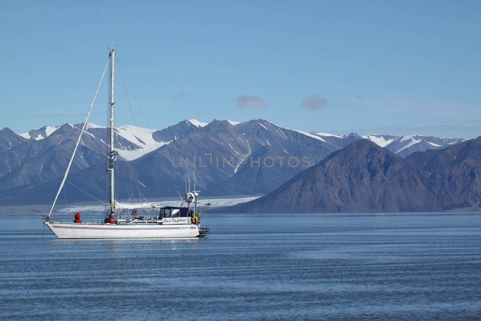 A sailboat anchored near Pond Inlet, Nunavut waiting for weather to transit through the Northwest Passage by Granchinho