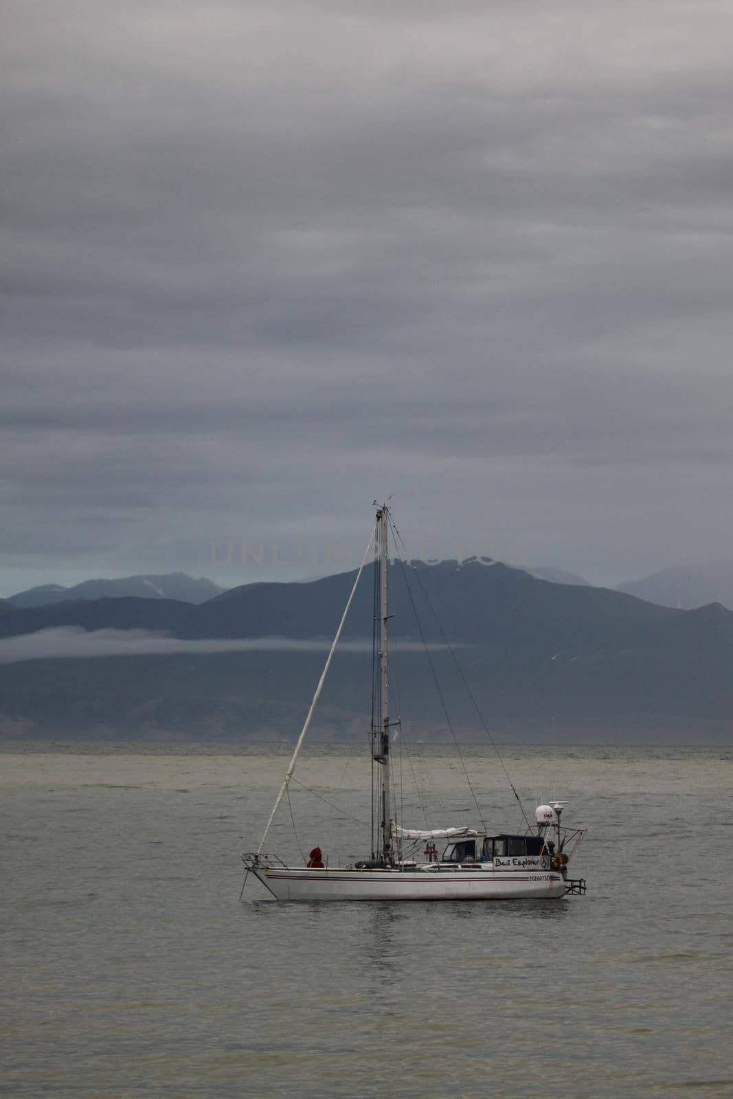 A sailboat anchored near Pond Inlet, Nunavut waiting for weather to transit through the Northwest Passage by Granchinho