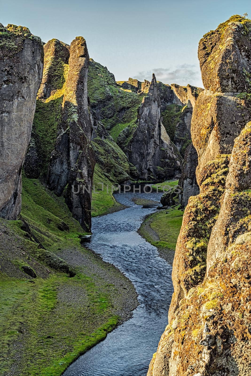 Fjadrargljufur canyon in South of Iceland in a summer and sunny day
