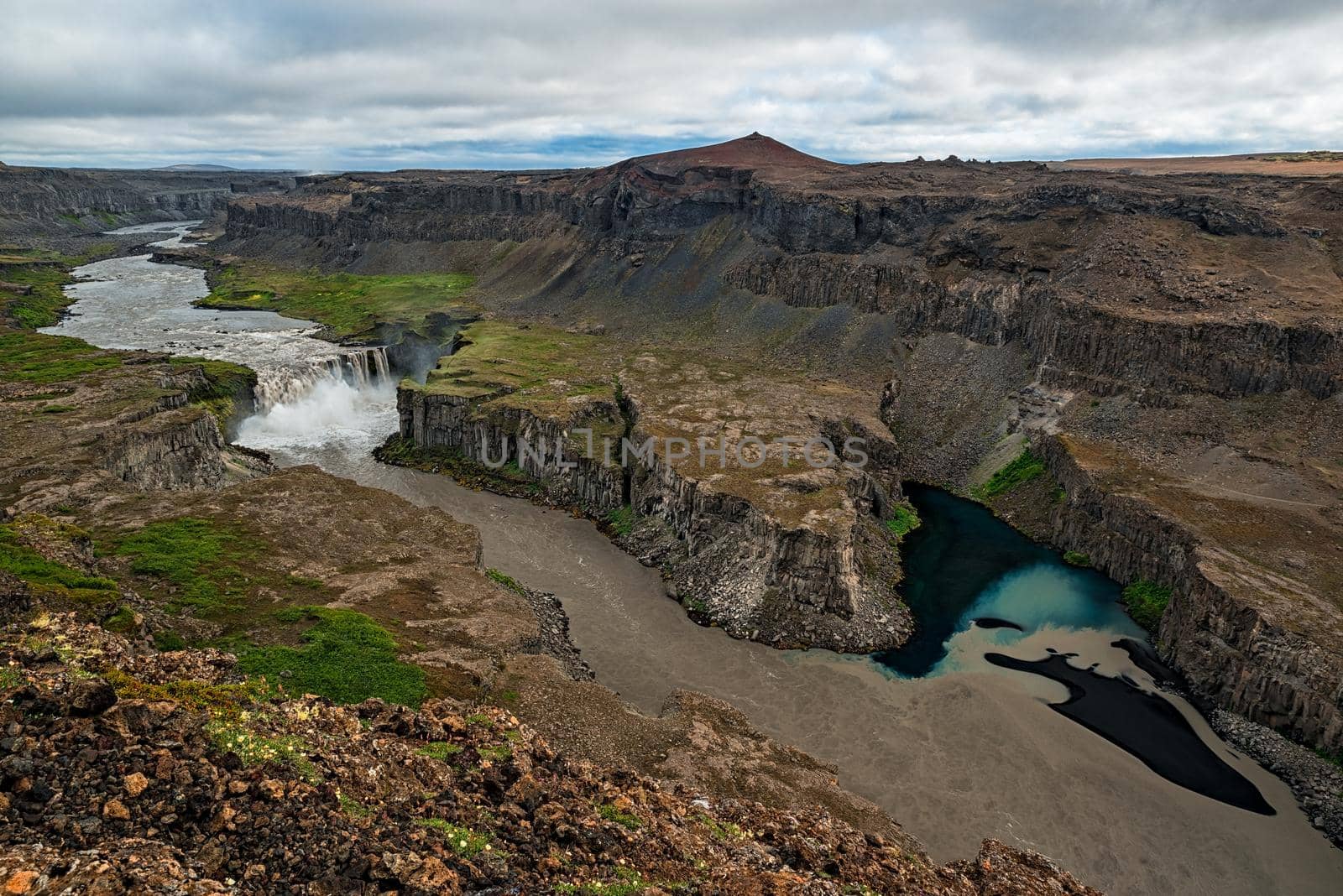 View of canyon and waterfall Hafragilsfoss, Iceland by LuigiMorbidelli