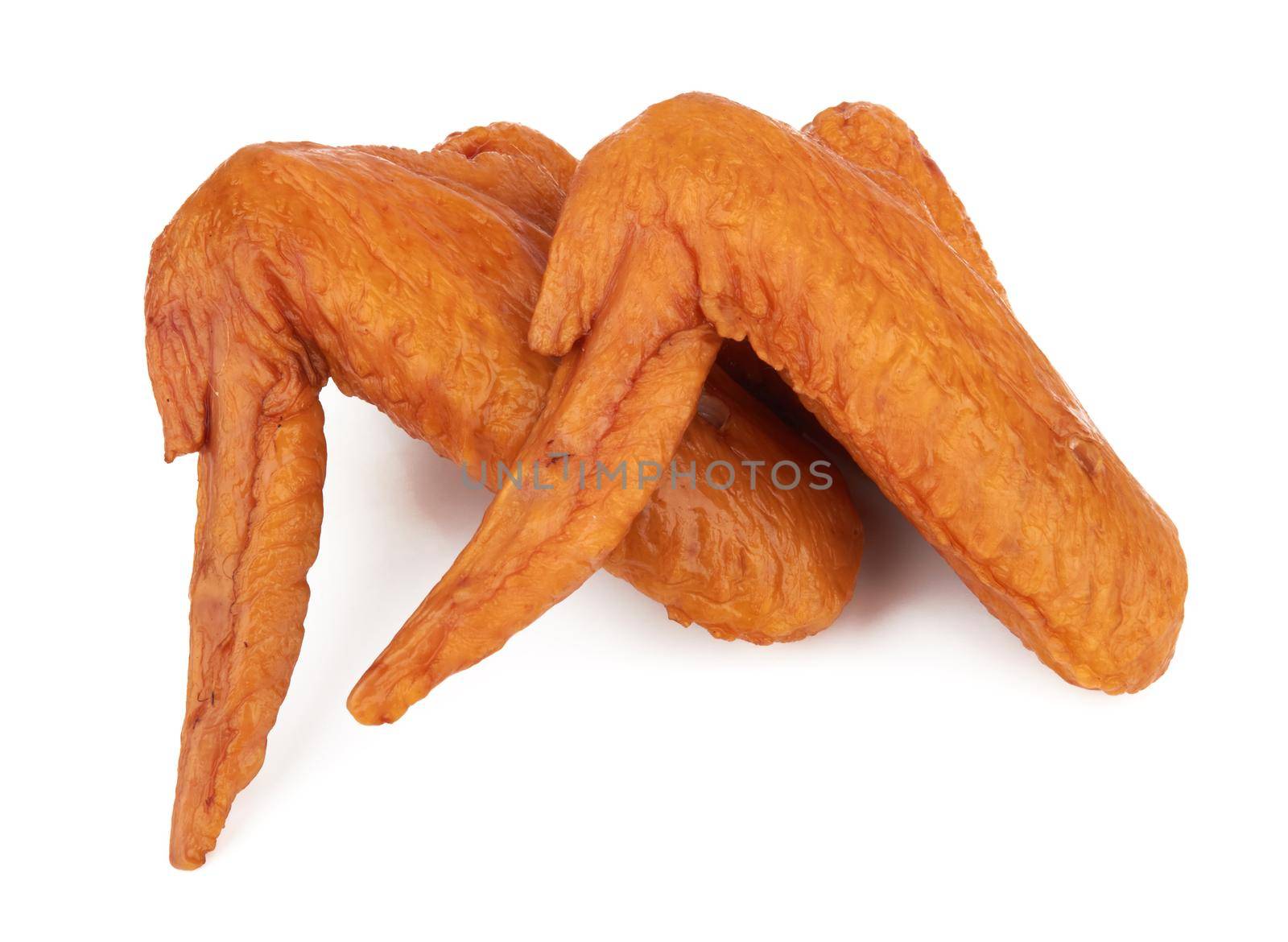 Smoked chicken wings isolated on a white background