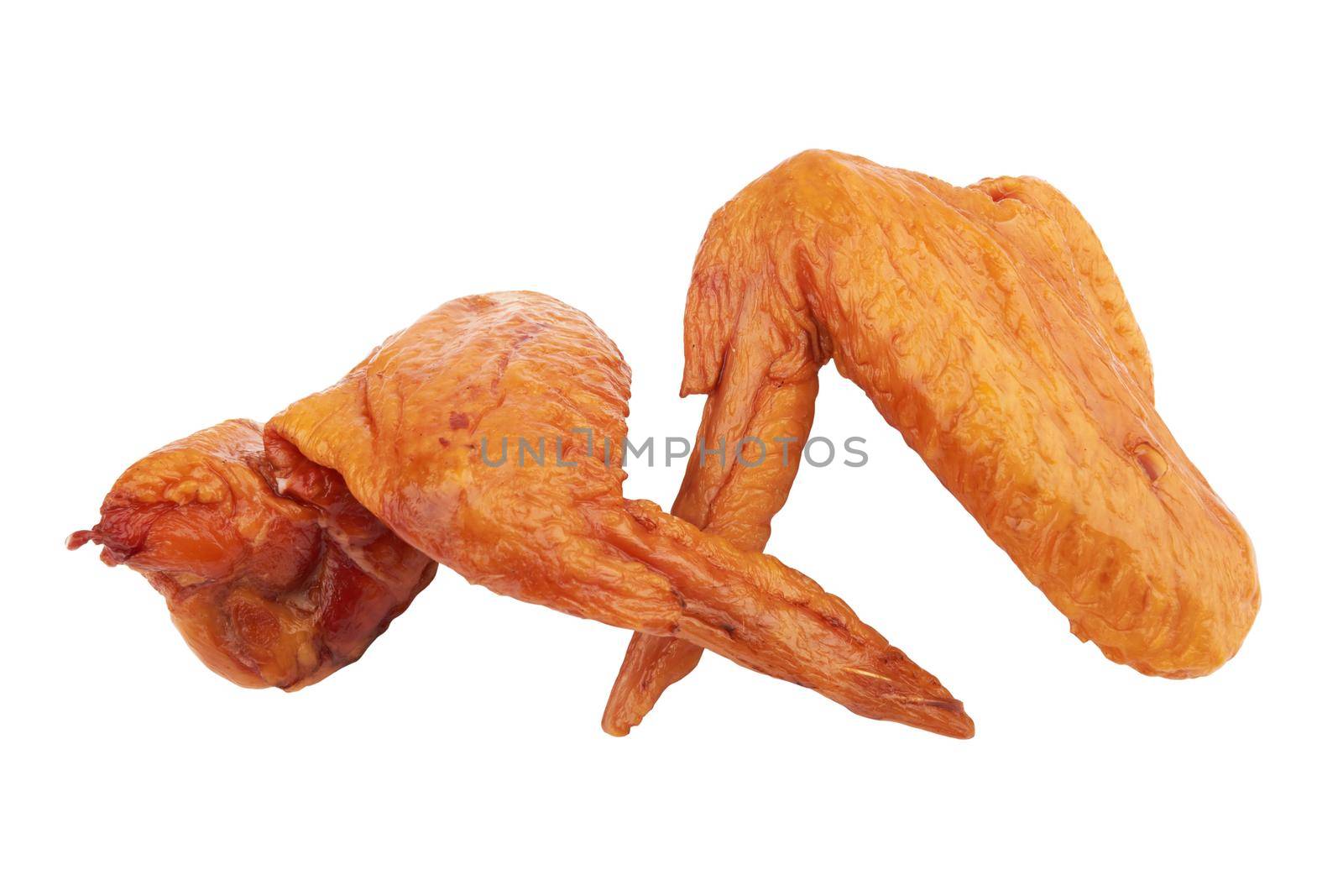Smoked chicken wings isolated on a white background