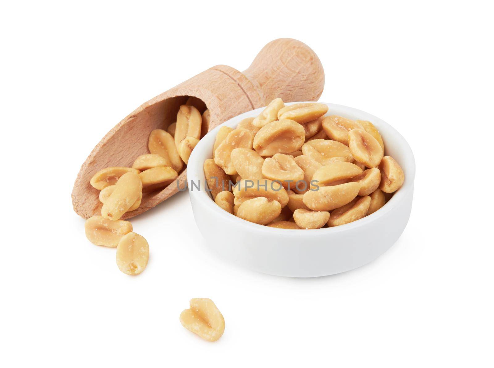 Peanuts in a bowl isolated on a white background