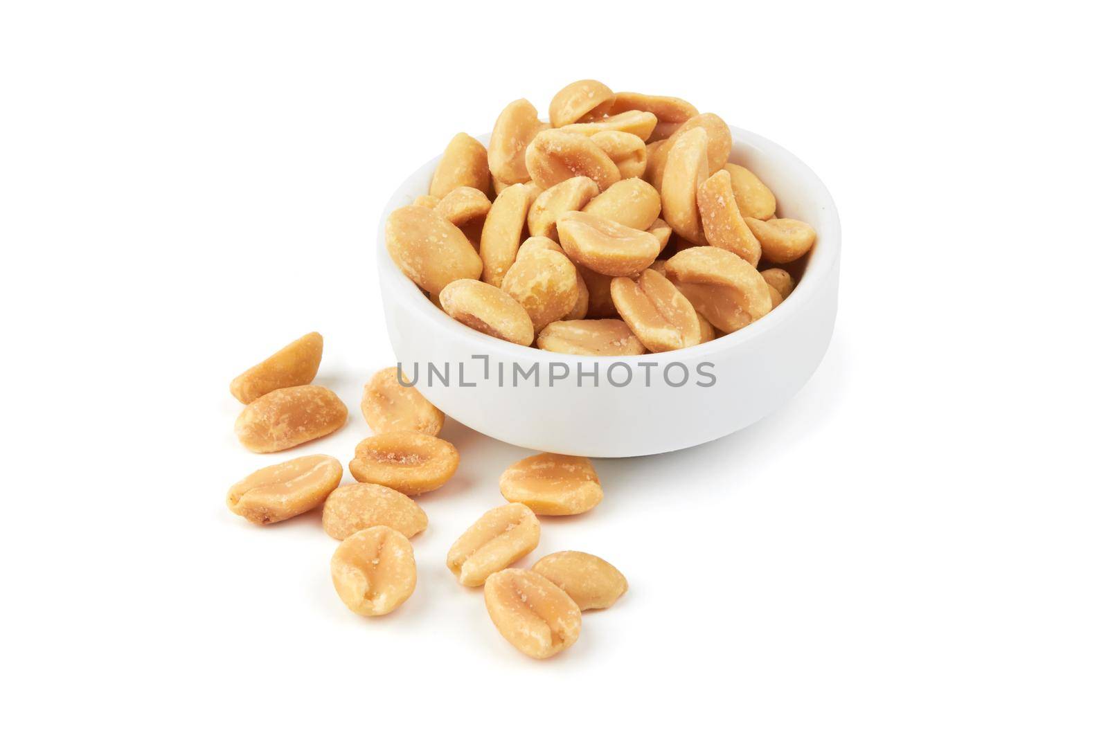 Peanuts in a bowl isolated on a white background