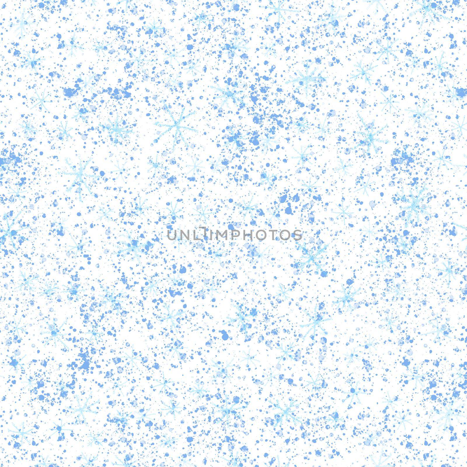 Hand Drawn Snowflakes Christmas Seamless Pattern. Subtle Flying Snow Flakes on chalk snowflakes Background. Amazing chalk handdrawn snow overlay. Alluring holiday season decoration.