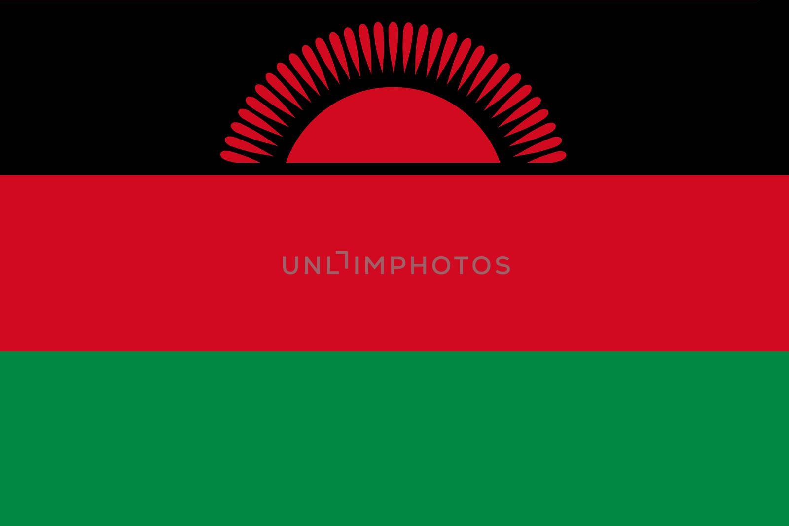 A Malawi Flag background illustration large file rising sun red green black