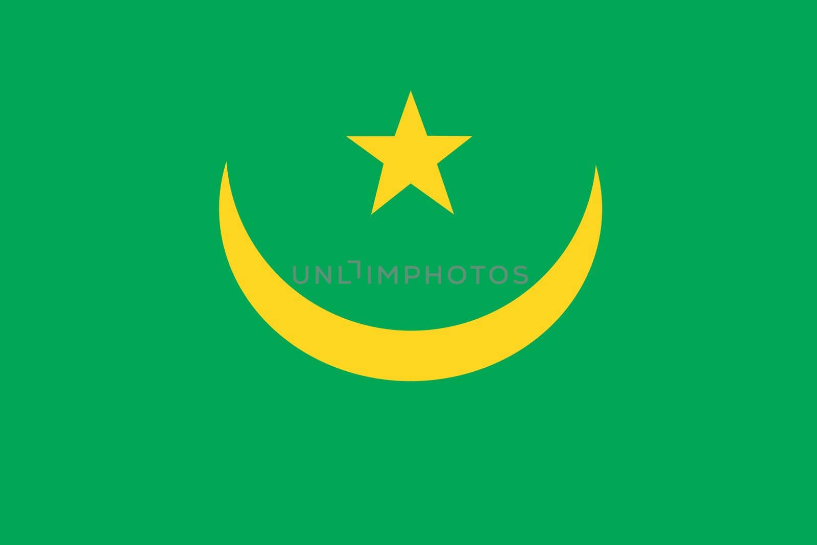 A Mauritania flag background illustration green yellow star crescent moon