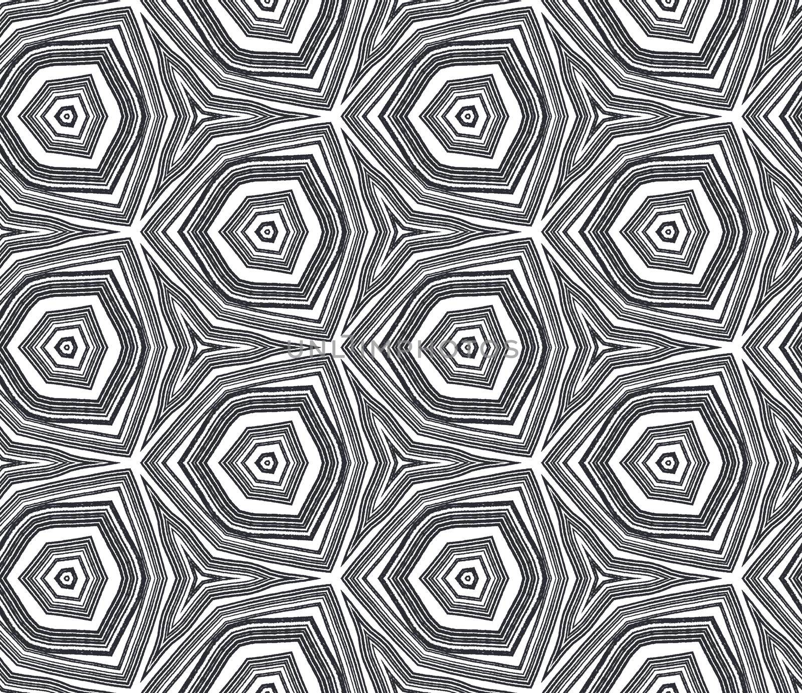 Mosaic seamless pattern. Black symmetrical by beginagain