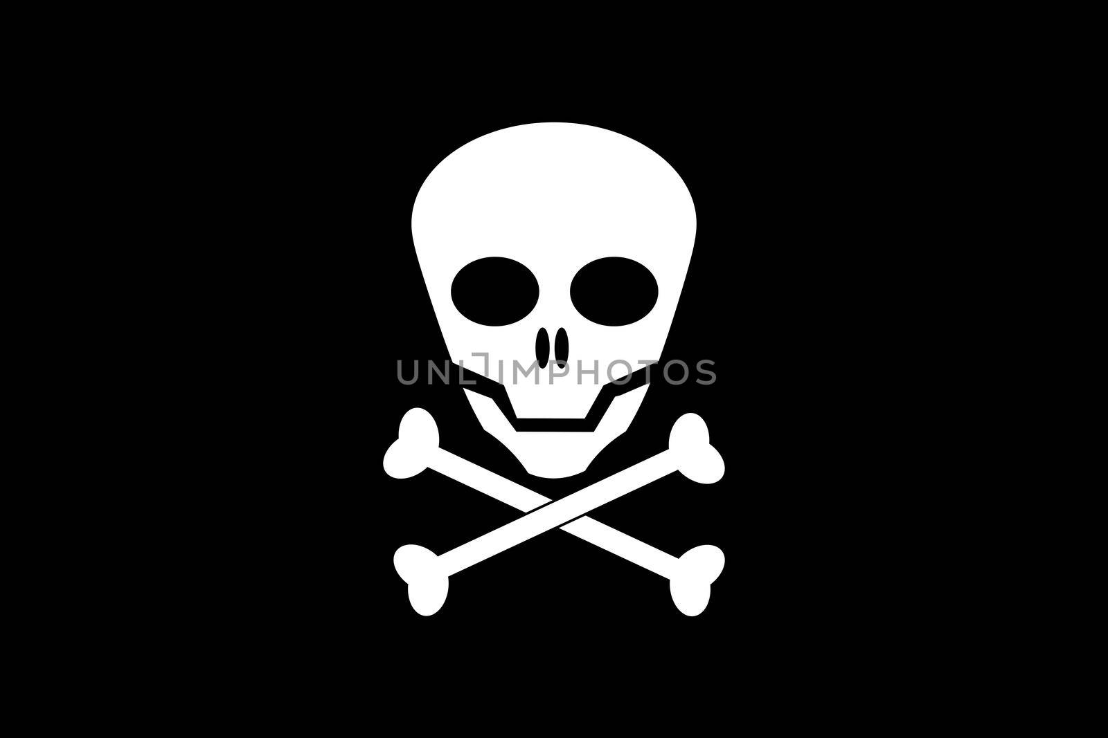 A Jolly Roger skull and cross bones pirate flag