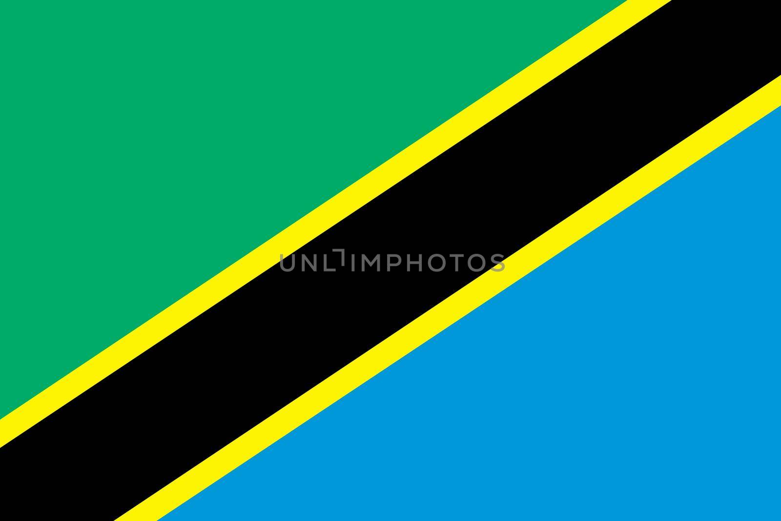 A Tanzania Flag blue black yellow horizontal stripe green blue background illustration