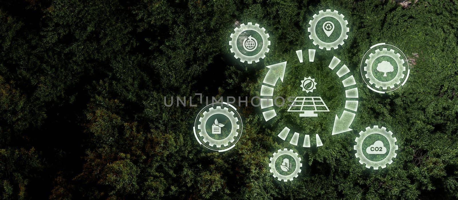 Sustainability And Responsibility Reduce Pollution And Carbon Emission Energy Dark Green Banner Background 3d Render by yay_lmrb