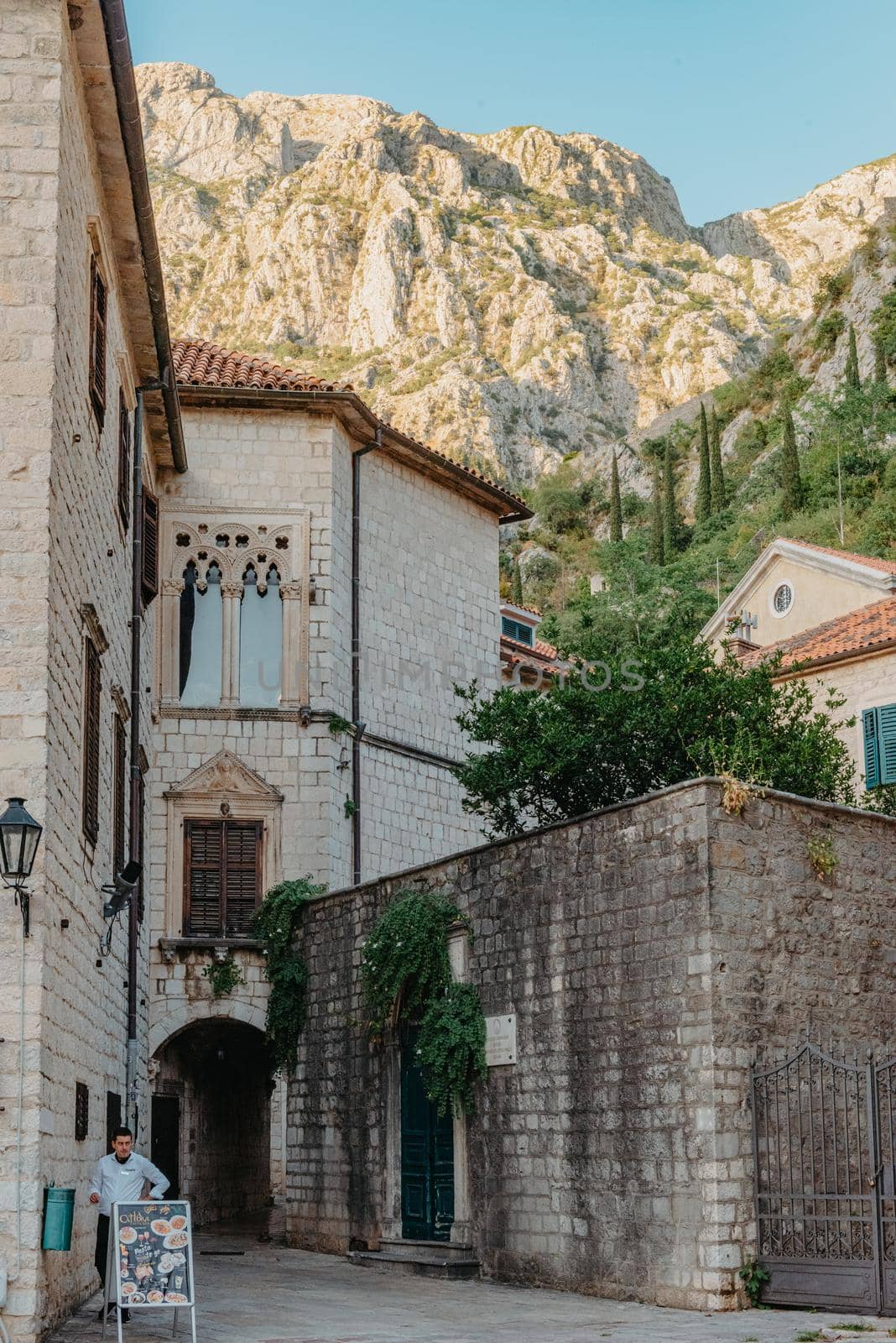 Ancient europian architecture. street in old town of Italy, Montenegro, Greece etc by Andrii_Ko