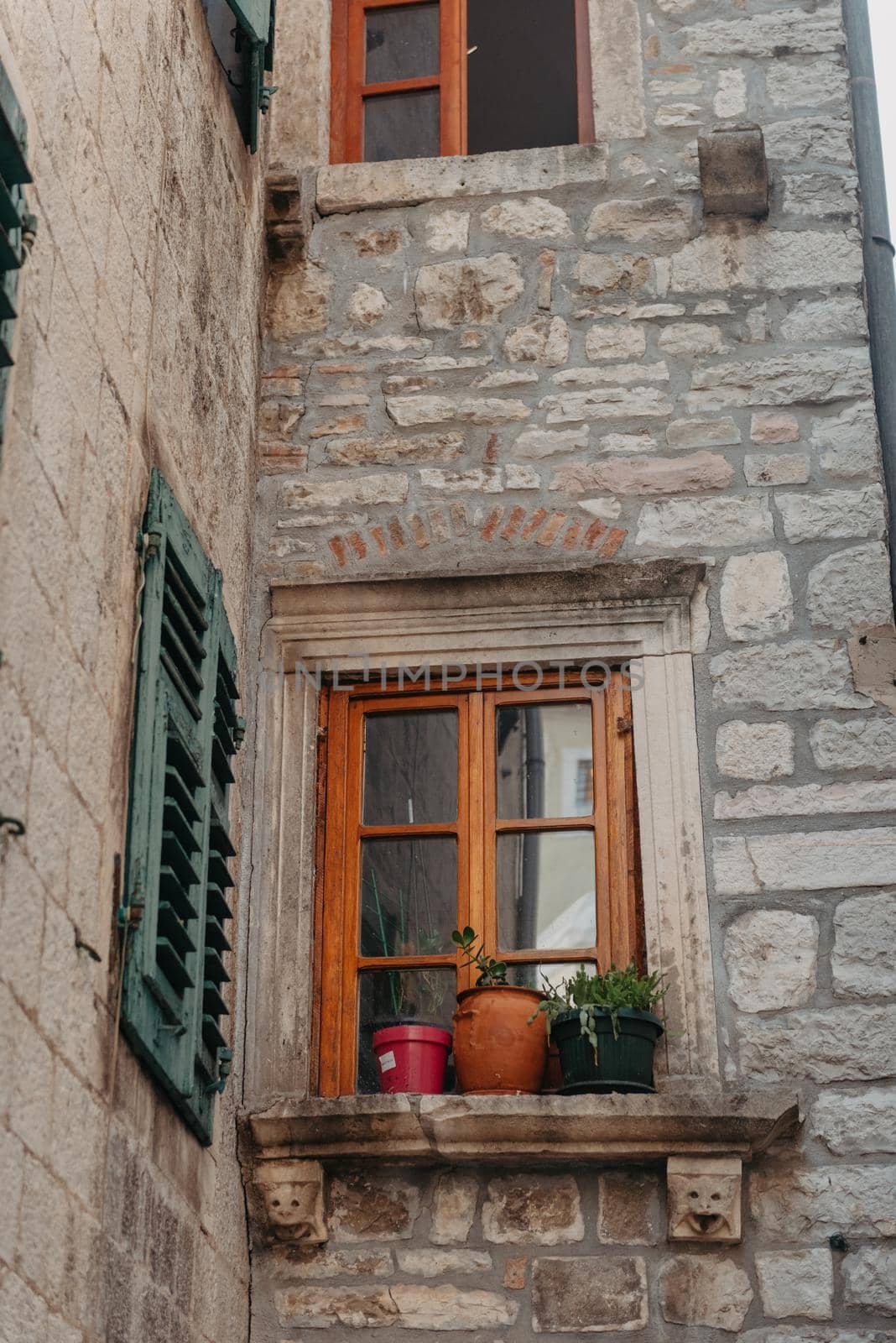 Ancient europian architecture. street in old town of Italy, Montenegro, Greece etc.