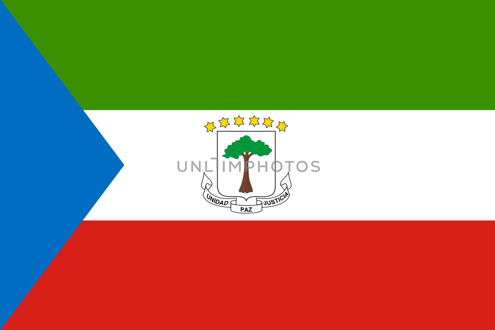 An Equatorial Guinea flag background illustration blue green white red yellow stars tree