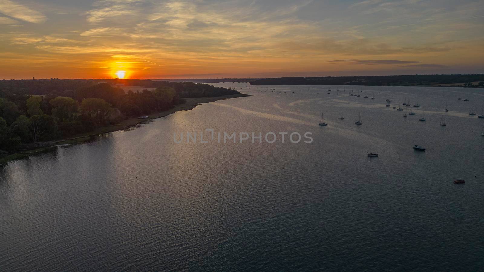 Sunset just touching down with the River Orwell in the foreground