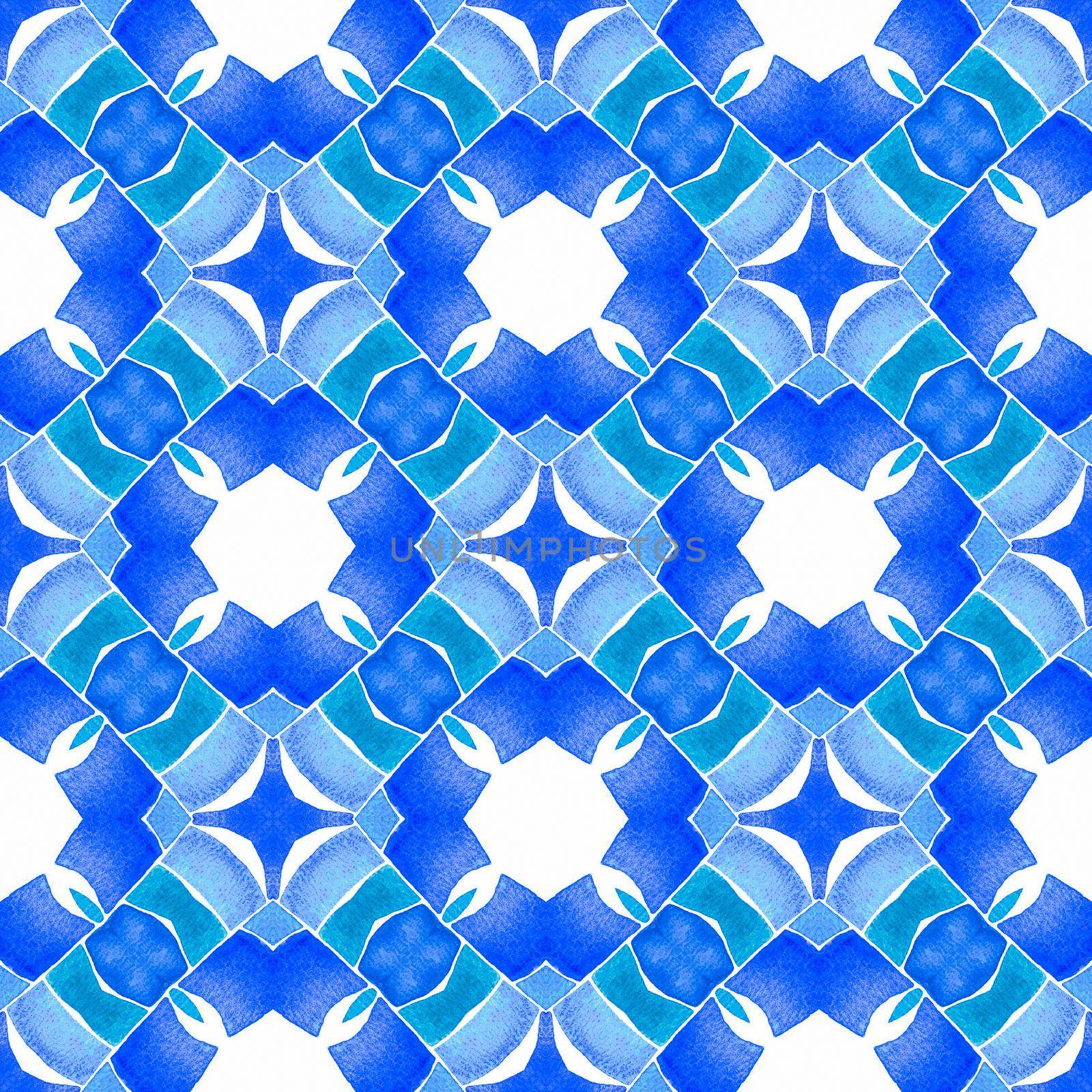 Oriental arabesque hand drawn border. Blue unique boho chic summer design. Arabesque hand drawn design. Textile ready captivating print, swimwear fabric, wallpaper, wrapping.