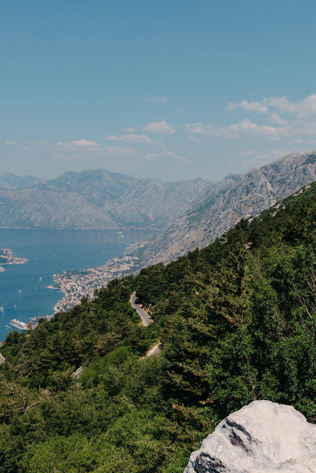 Beautiful nature mountains landscape. Kotor bay, Montenegro. Views of the Boka Bay, with the cities of Kotor and Tivat with the top of the mountain, Montenegro by Andrii_Ko