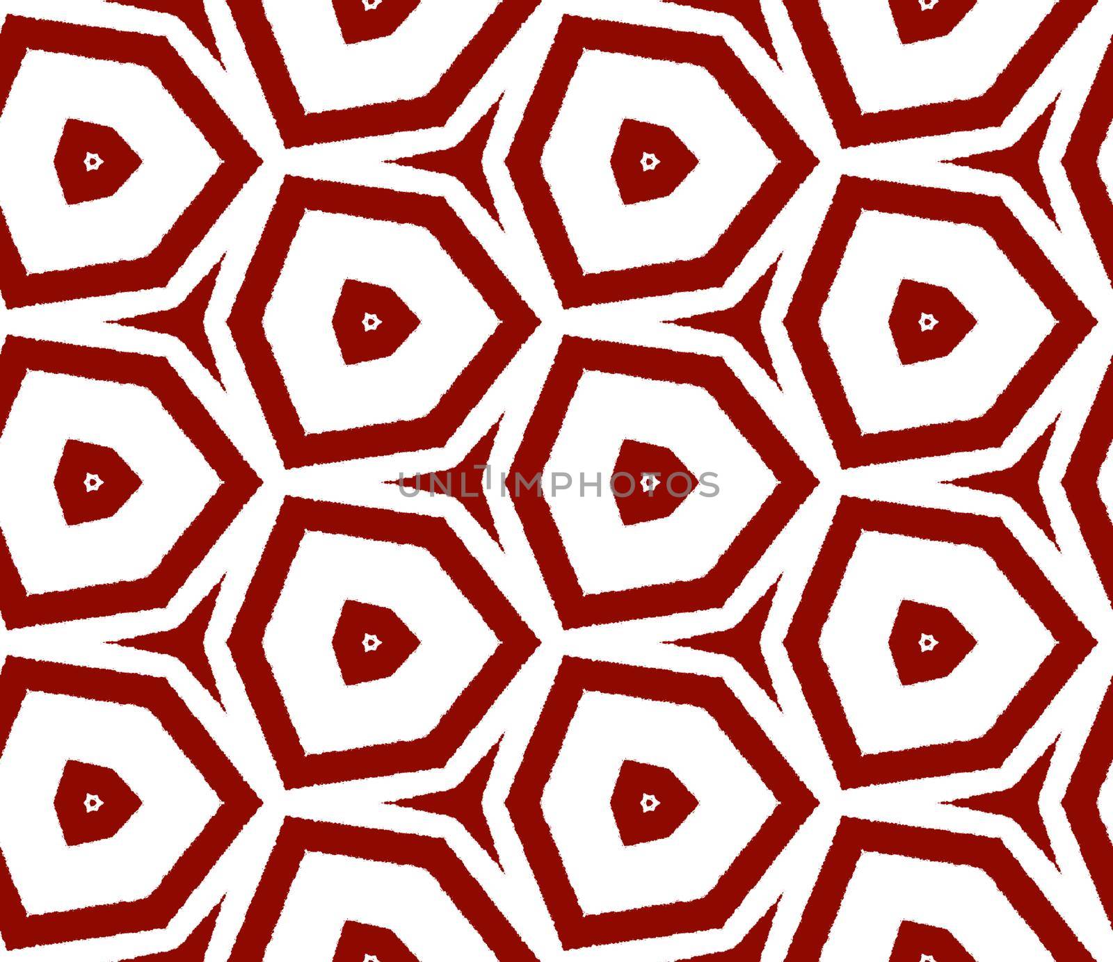 Exotic seamless pattern. Maroon symmetrical kaleidoscope background. Summer swimwear exotic seamless design. Textile ready brilliant print, swimwear fabric, wallpaper, wrapping.
