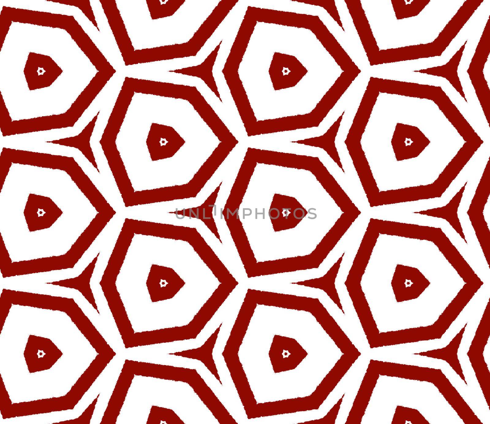 Exotic seamless pattern. Maroon symmetrical kaleidoscope background. Summer swimwear exotic seamless design. Textile ready brilliant print, swimwear fabric, wallpaper, wrapping.