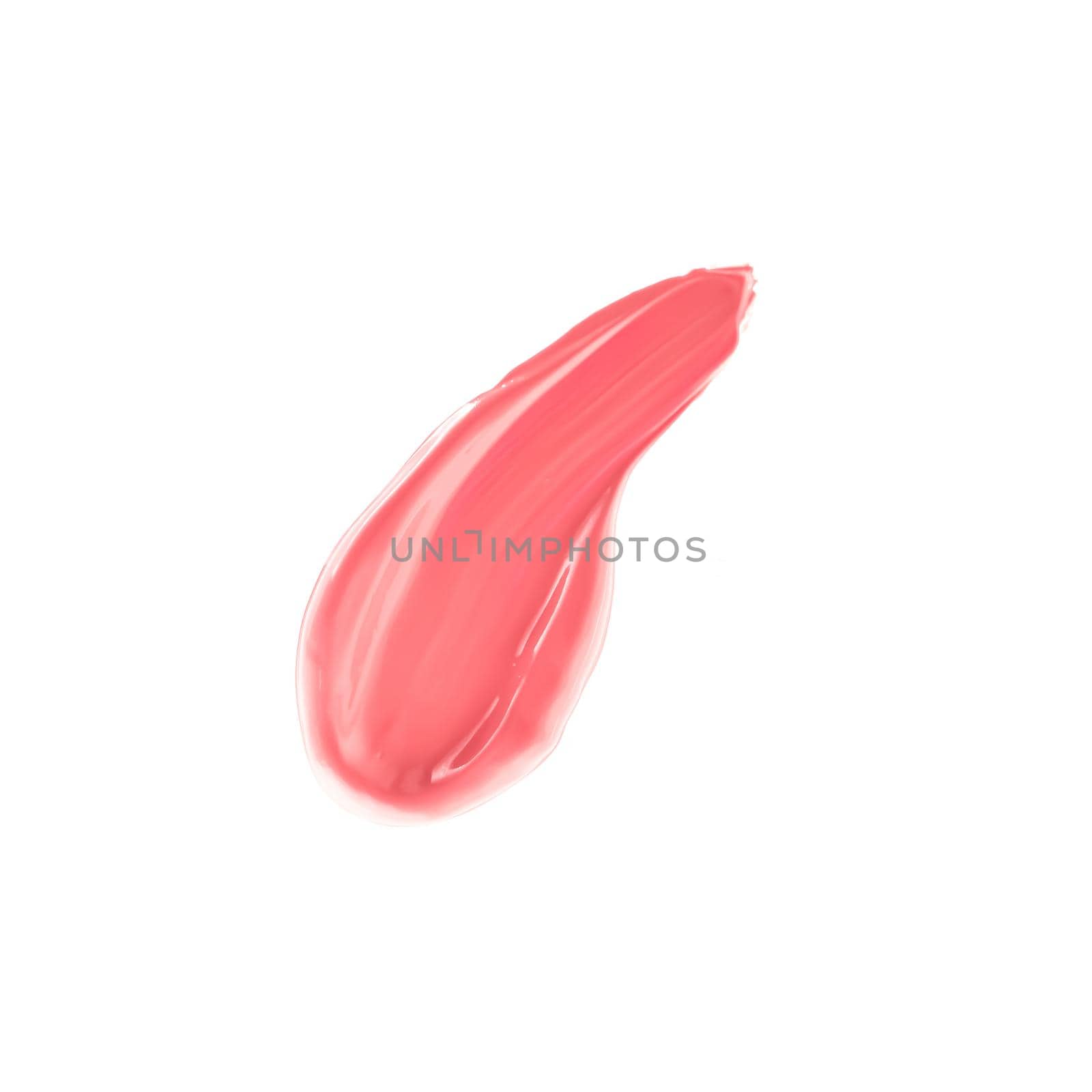 Pastel coral beauty swatch, skincare and makeup cosmetic product sample texture isolated on white background, make-up smudge, cream cosmetics smear or paint brush stroke closeup