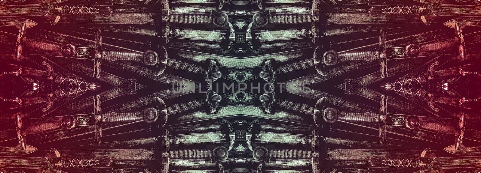Metal knight swords horizontal background. Close up. The concept Knights.