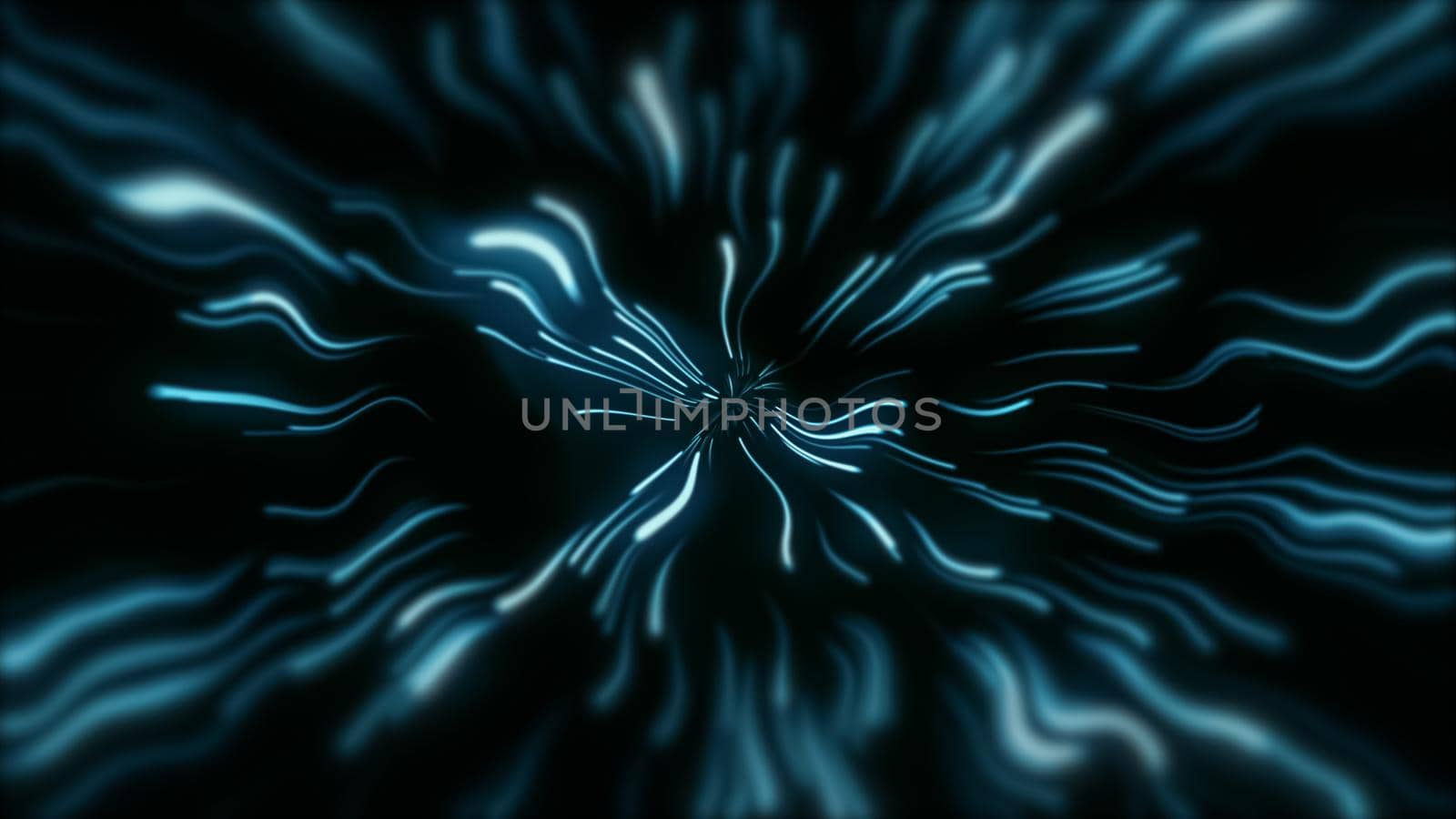 Abstract background with light waves moving fast from the center