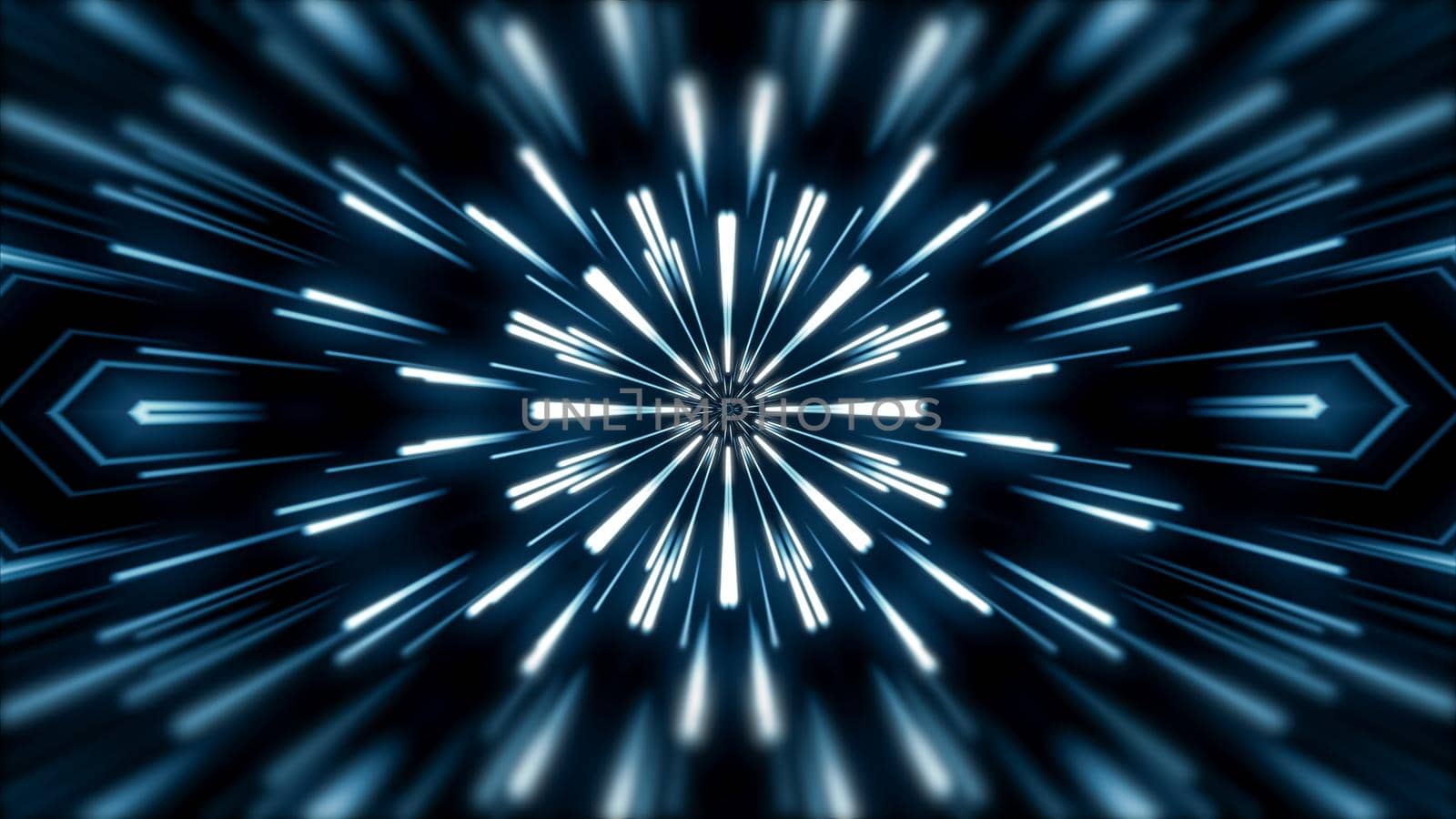 Flying lines into digital technologic tunnel. Futuristic technology abstract background with lines for network, big data, data center, server, internet, speed.