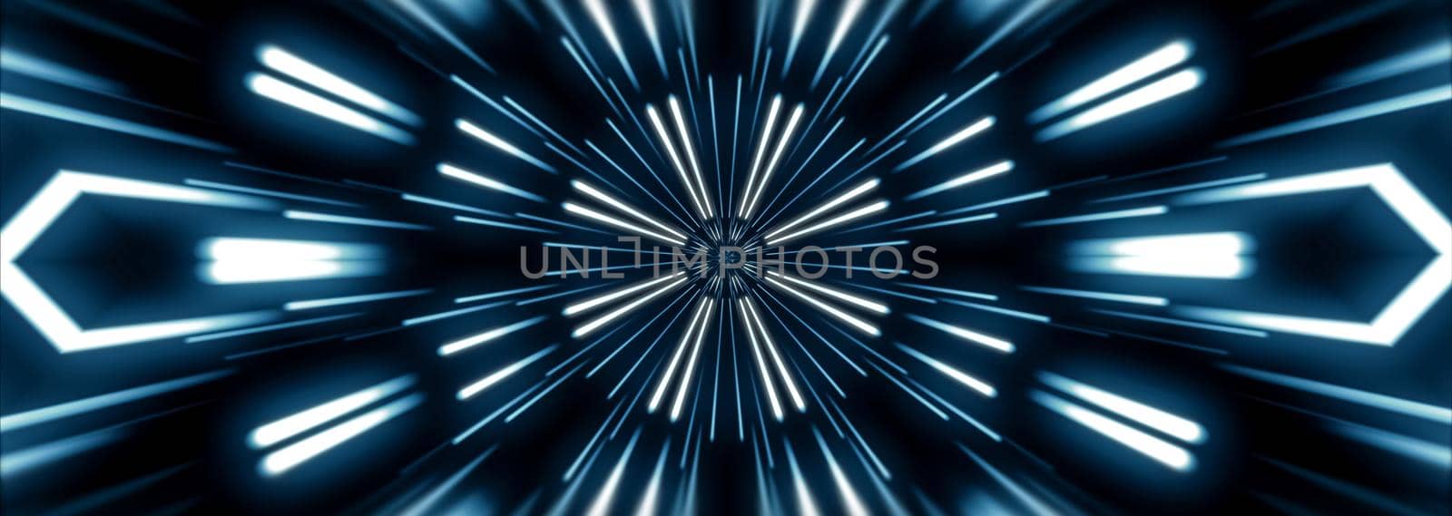 Flying lines into digital technologic tunnel. Futuristic technology abstract background with lines for network, big data, data center, server, internet, speed.