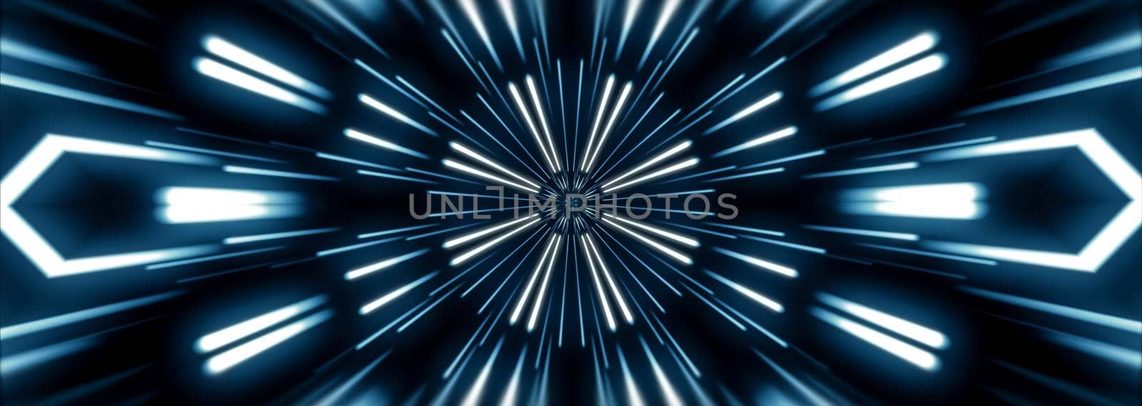 Flying lines into digital technologic tunnel. Futuristic technology abstract background with lines for network, big data, data center, server, internet, speed.