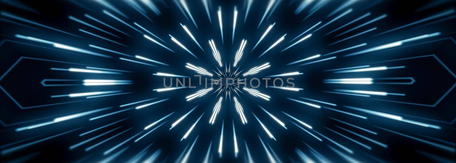Flying lines into digital technologic tunnel. Futuristic technology abstract background with lines for network, big data, data center, server, internet, speed.