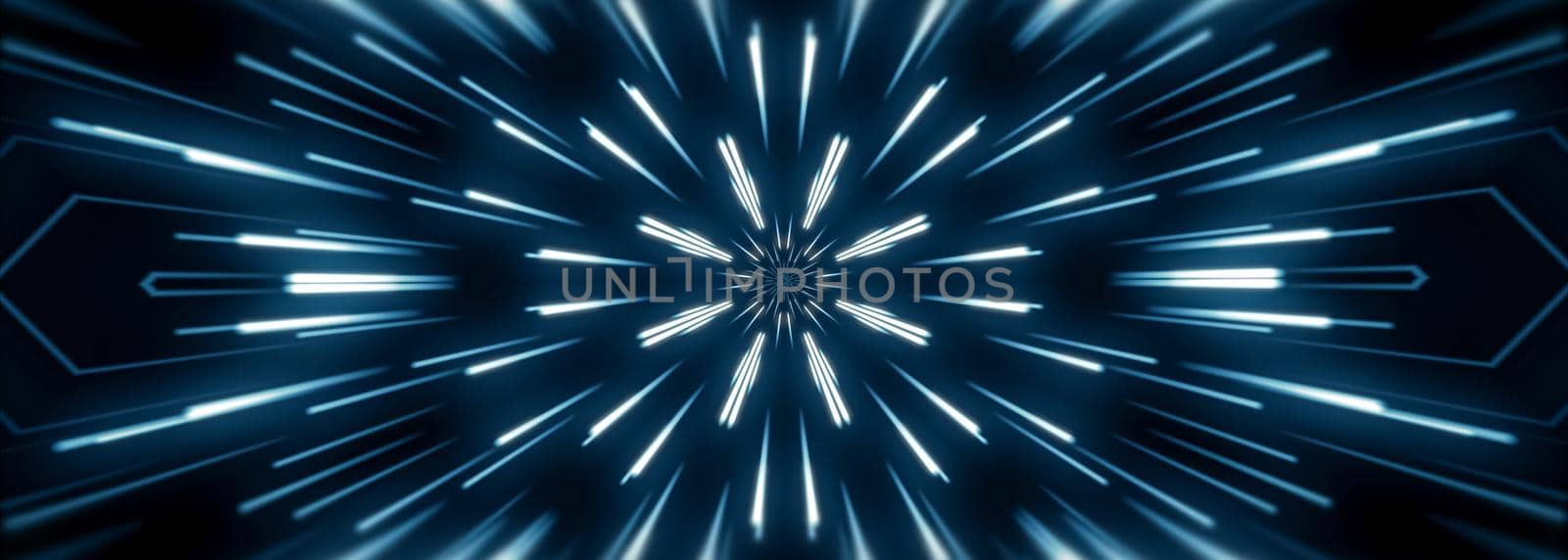 Flying lines into digital technologic tunnel. Futuristic technology abstract background with lines for network, big data, data center, server, internet, speed.