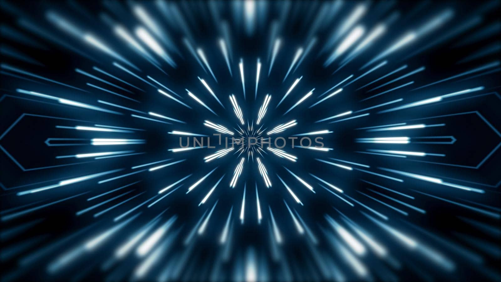 Flying lines into digital technologic tunnel. Futuristic technology abstract background with lines for network, big data, data center, server, internet, speed.
