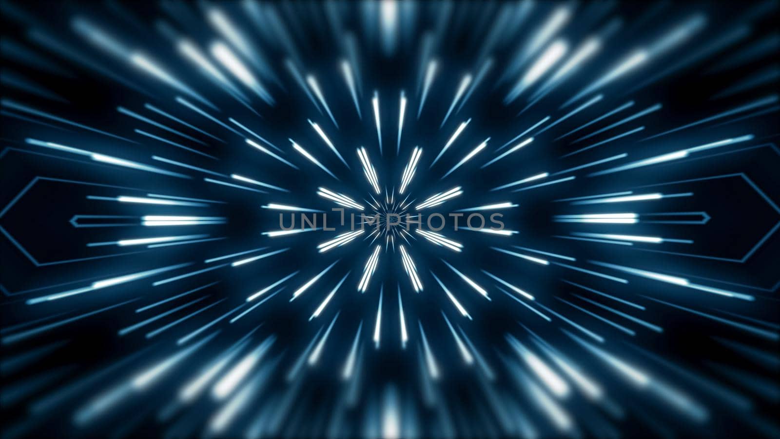 Flying lines into digital technologic tunnel. Futuristic technology abstract background with lines for network, big data, data center, server, internet, speed.