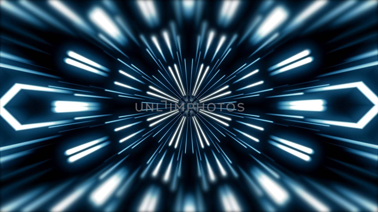 Flying lines into digital technologic tunnel. Futuristic technology abstract background with lines for network, big data, data center, server, internet, speed.
