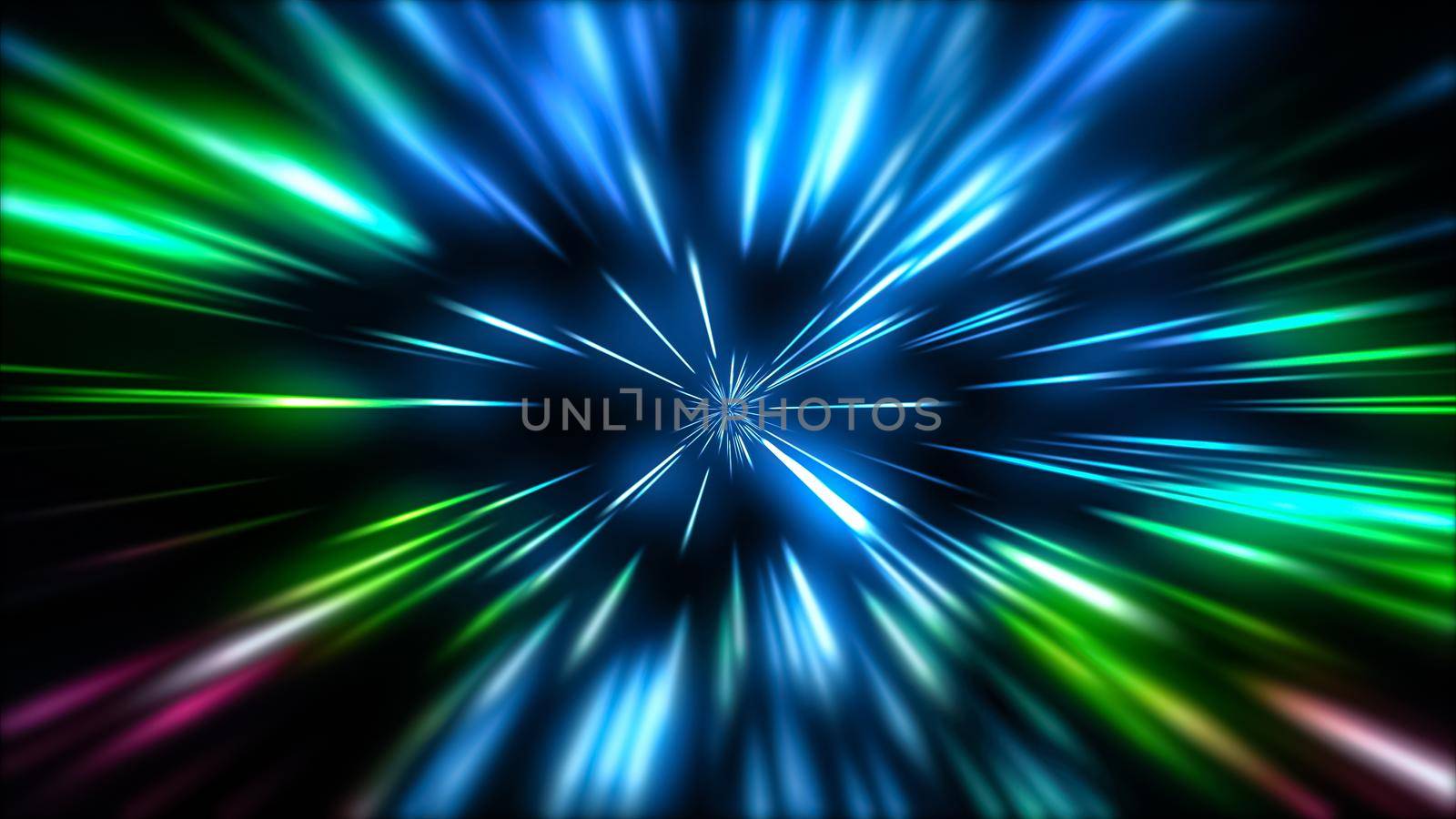 Abstract multicolored tunnel of neon lines