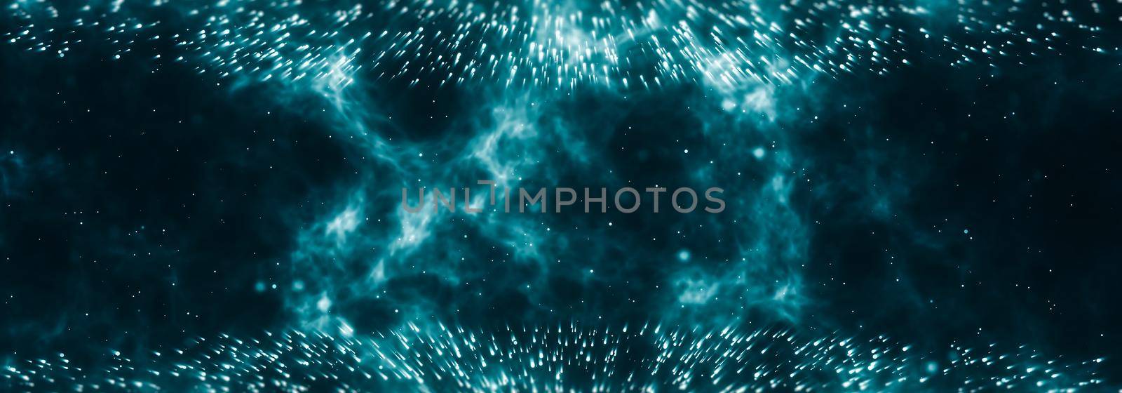 blue x-ray energy background deep space with glowing particles