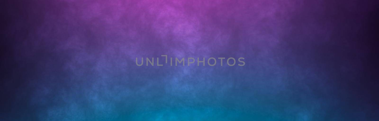 Abstract foggy horizonta background. Neon colors pink and blue light smoke